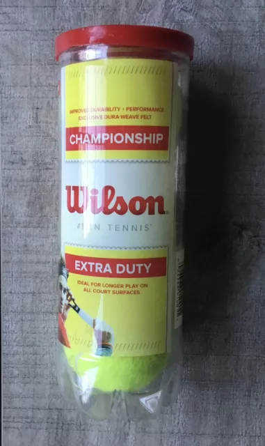 Wilson Tennis Balls - Tube Of 3 - New - Extra Duty - Championship