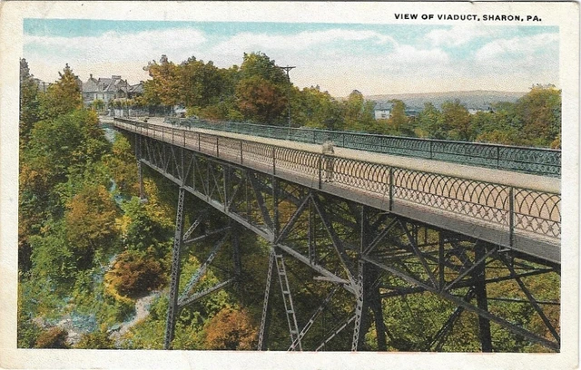Sharon Pennsylvania Postcard ~ View Of Viaduct Bridge Pa White Border Pc 1915-30