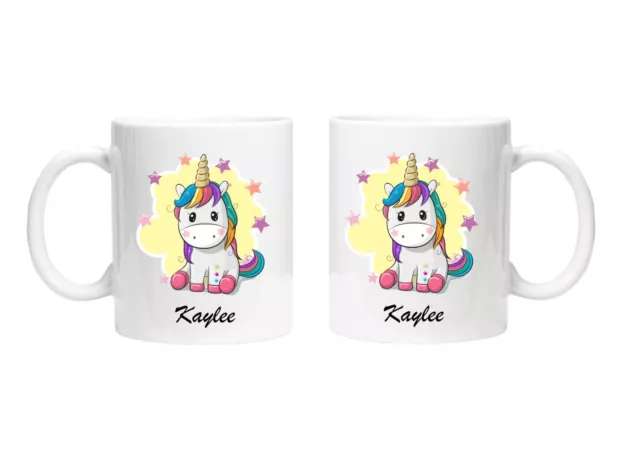 Personalised Unicorn Mug Customised with any NAME / TEXT Microwave safe Gift 2