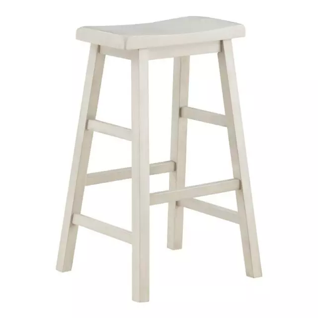 OS Home and Office Furniture Tulsa 29" Wood Saddle Stool 2-Pack in Off White