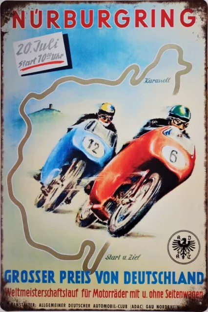 Nürburgring motorcycle grand prix Metal plaque Retro bike racing poster Tin sign