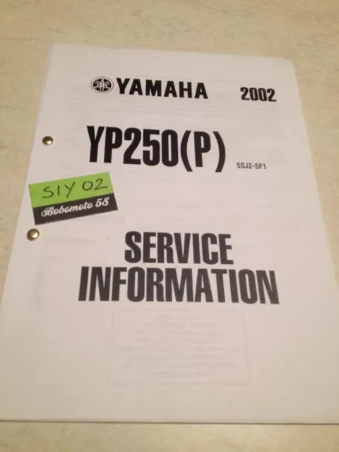 Yamaha YP250P 2002 YP250 P YP 250 Servizio Informazione Tecnica Technical Data