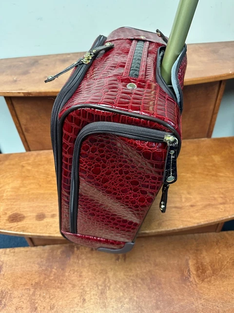 New Samantha Brown Classic Croc Underseat Wheeled Bag 15" Carryon Burgundy 3