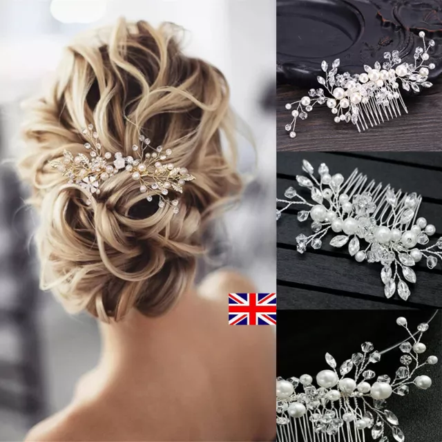 Silver Crystal Pearl Bride Hair Comb Handmade Headpiece Wedding Hair Accessories