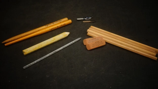 Set con penna e inchiostro, piume antiche fatte a mano, per