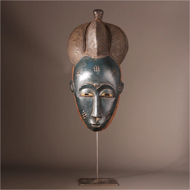 12852 Fine Baule Mask Ivory Coast Metalldisplay Inclusive