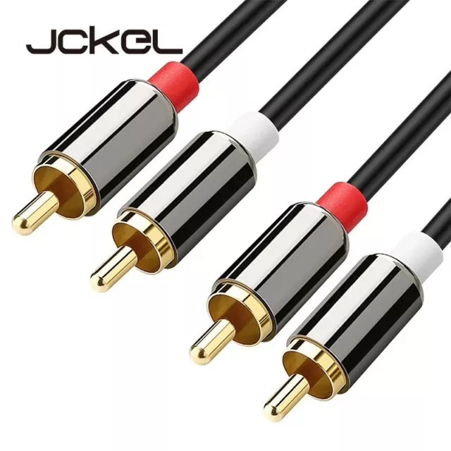Shielded Premium Twin 2 RCA Male to Male Phono Cable Speaker Deck Amp Lead 3M 2M