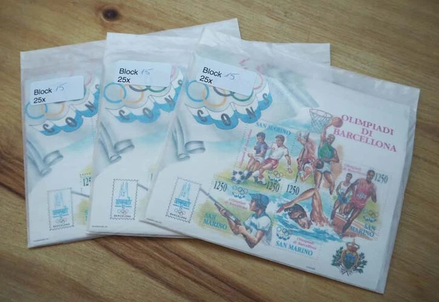 1992 San Marino; 75 Blocks Olympia, Bl. 15,  postfrisch/MNH, ME 525,-
