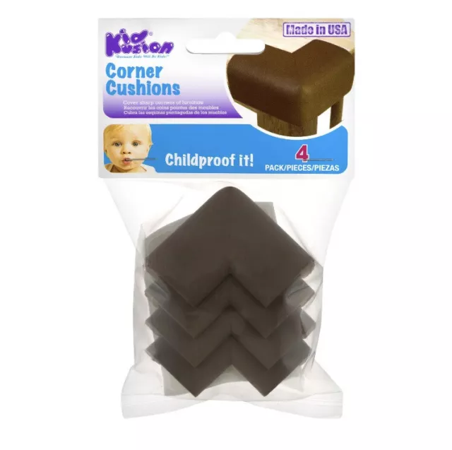 KidKusion Corner Cushions in Brown 4-Pack Kids Toddlers Corner Protectors NEW