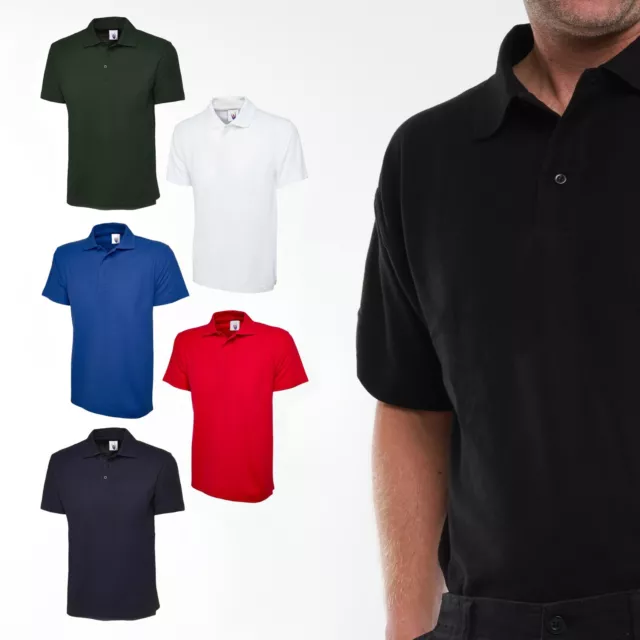 Mens 100% Cotton Polo Shirt Short Sleeve Premium Shirts - PLAIN UNIFORM CASUAL