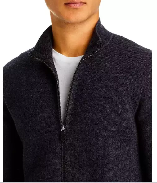 Mens Store Bloomingdale's Heavy Merino Wool Full Zip Sweater Jacket S NEW $298 3