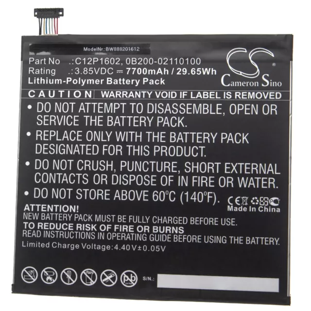 Batterie 7700mAh pour Asus 0B200-02110100, C12P1602