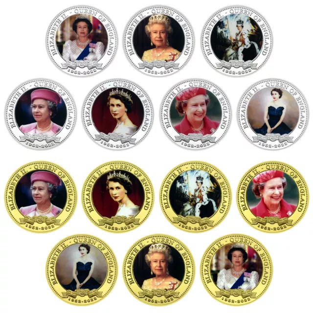 14pcs/set Queen Elizabeth II Gold Und Silber Münzen Gedenkmünze Sammlungen