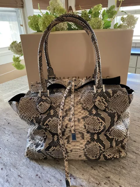 Large Michael Kors Miranda Genuine Python Snake Skin Purse Retail $2,7999