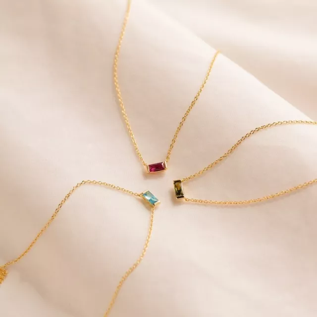 Schöne Edelstein Halskette Damen Geburtsstein Halskette • Geschenk für Freundin 3