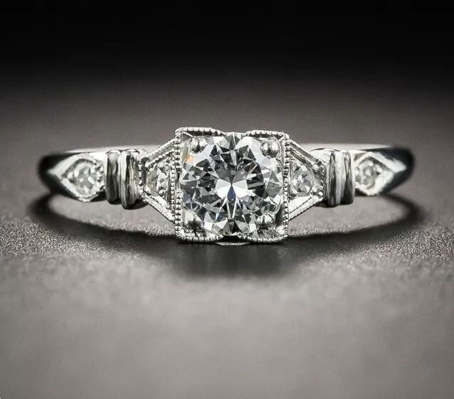 1930's Antique Victorian 2.94 Ct Round Cut Lab-Created Diamond Old Vintage Rings