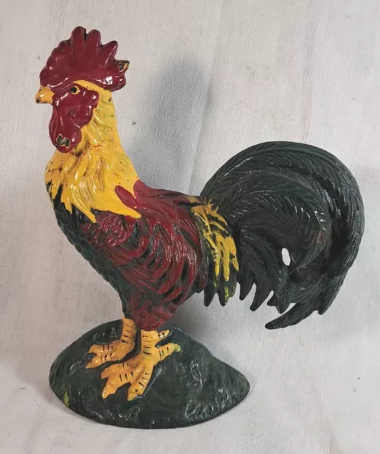 VTG Cast Iron Rooster Bird Door Stop Stay Rustic Farmhouse Figurine Statue sgd K