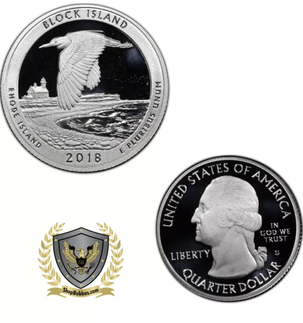 2018-S National Park 90% Silver Quarter PROOF COIN ATB  * BLOCK ISLAND #12