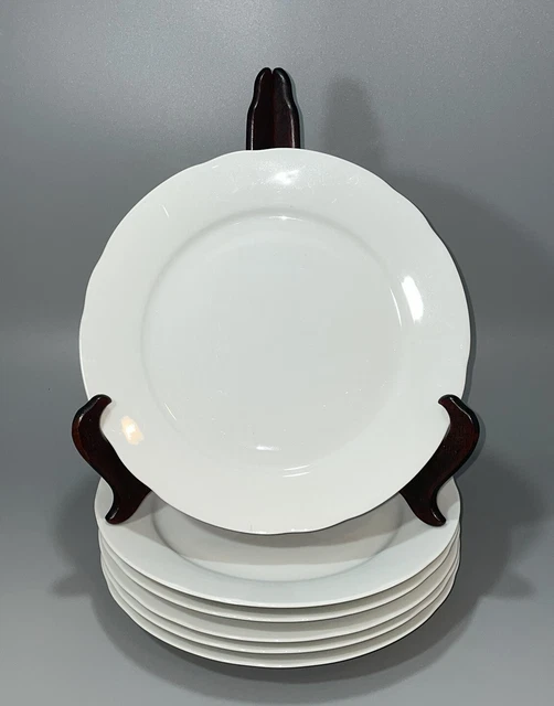 6PC Bareuther Waldsassen 181 Bavaria Germany Creamy White Dinner Plates, 10.25”