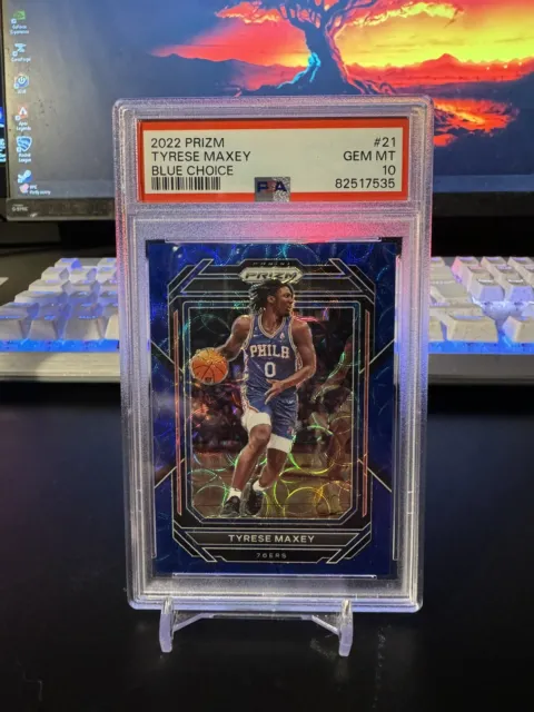 2022 Prizm Tyrese Maxey Blue Choice /49 PSA10 Pop 1