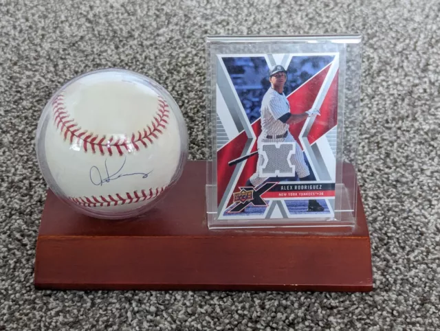 Alex Rodriguez Autographed Baseball + Jersey Relic Card + Display - JSA COA Auth