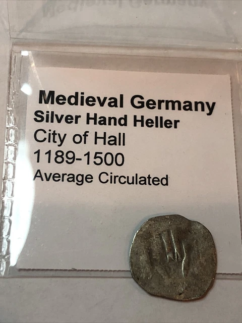 SASA 1189-1500 AD Medieval Hand of God Silver Heller City of Hall Coin