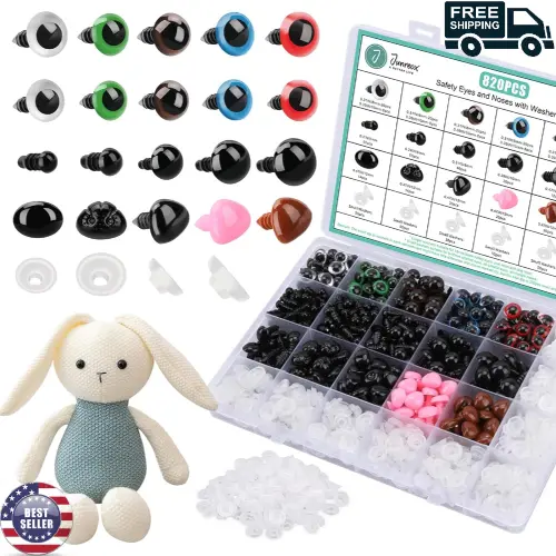 820 Plastic Safety Eyes For Crochet With Washers And Black Noses Animal Stuffed