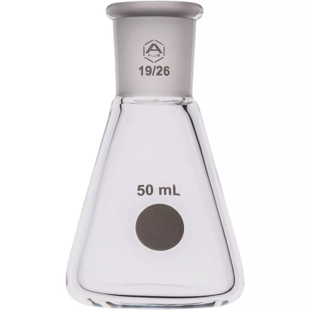 50ml Quickfit Borosilicate Glass Conical Flask Erlenmeyer Flat Bottom 19/26