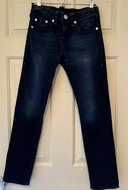 True Religion GENO Relaxed Slim Dark Wash Denim Jeans Size 16 EUC!