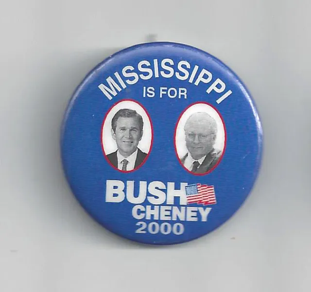 2000 Bush & Cheney Small 1 1/2" Mississippi Jugate Picture Campaign Button