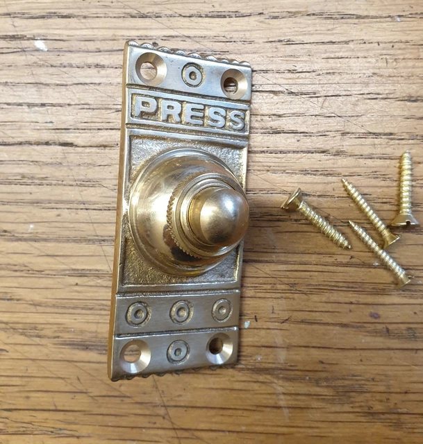 Massiv Messing antik viktorianischer Stil Retro rechteckige PRESSE Glocke Drucktür