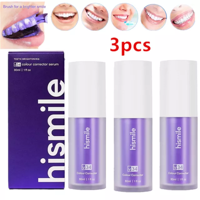 3X  Hismile Purple  Teeth Whitening, Tooth Stain Removal Lot P1