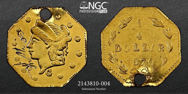 1870 G25C California Gold Octagonal Liberty Bg-755 Ngc Au Details #2143810-004