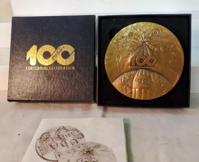 Coca-Cola 100th Anniversary Bronze Medallion Medallic Art Co. MIB