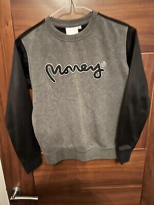 Boys Black/Grey Long Sleeve Money Junior Jumper Sweatshirt Top Size -10 years