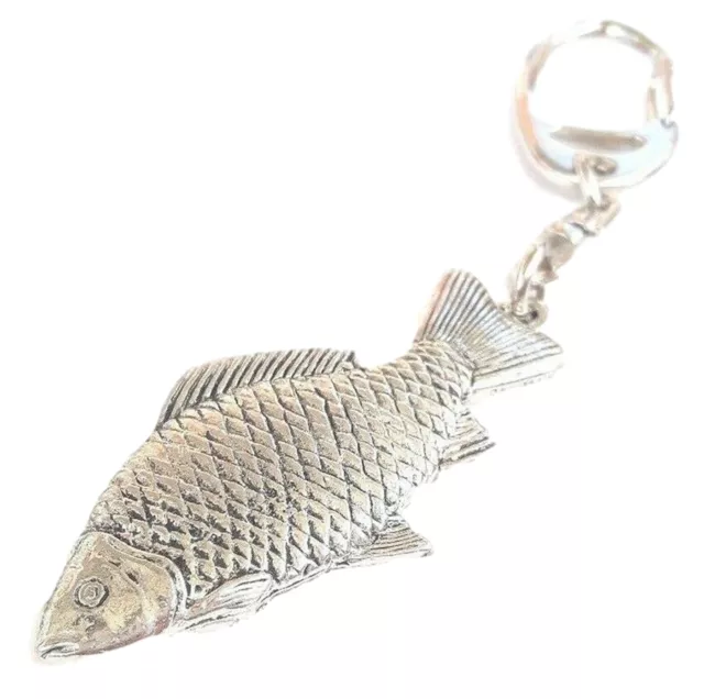 Carp Fish Handcrafted from Solid Pewter In the UK Key Ring -PAG