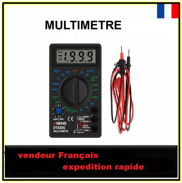 Multimètre Voltmètre Ohmmètre Ampèremètre 1000V Testeur numérique LCD DT830X