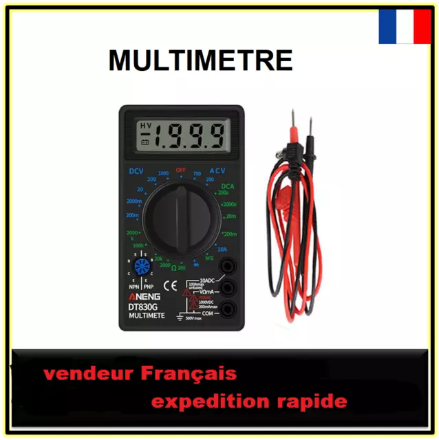 Multimètre ampèremètre ohmmètre voltmètre testeur électrique numérique à pile 9v