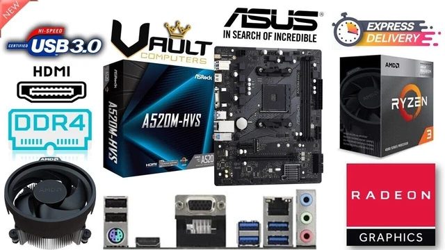 AMD RYZEN GAMING Motherboard Bundle Vega Radeon Graphics Gpu 4 Core Cpu ...