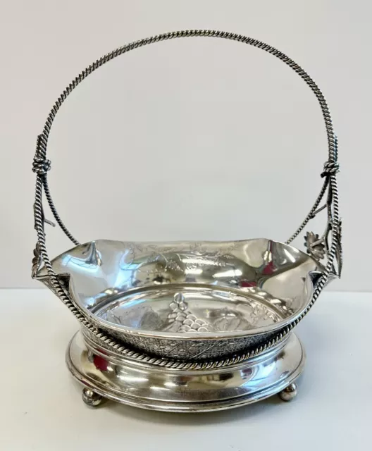 WILCOX SILVER CO. Quadruple Plate Basket With Flowers