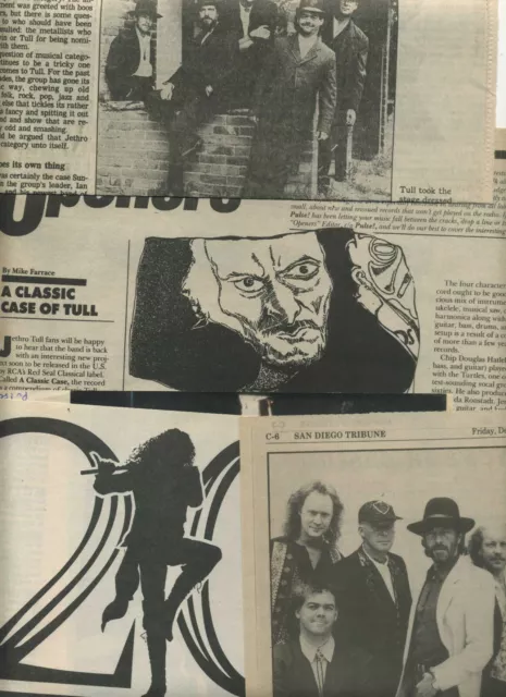 Jethro Tull rare collection 4 clippings 1985-1989; Archive of the Eighties