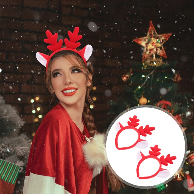 2 piezas de astas diadema disfraz de Navidad tocados rojo niño