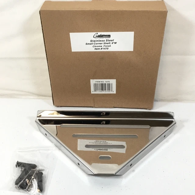 Gatco 1470 Acabado Plata Cromo 9"W Acero Inoxidable Esquina Pequeña Estante