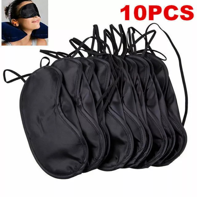 10Pcs Sleep Eye Mask Satin Light Blocker Blindfold Night Rest Shade Cover