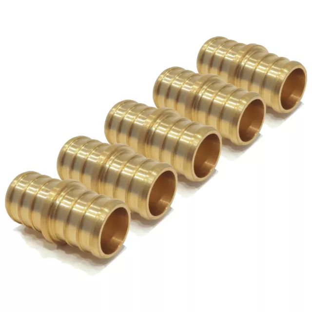 (5) 3/4" x 3/4" PEX BRASS COUPLINGS Crimp Fitting Connector Coupler LEAD FREE