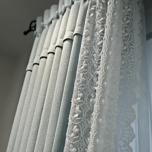 French Style Luxury Chenille Velvet Blackout Curtains Room Princess Style Lace