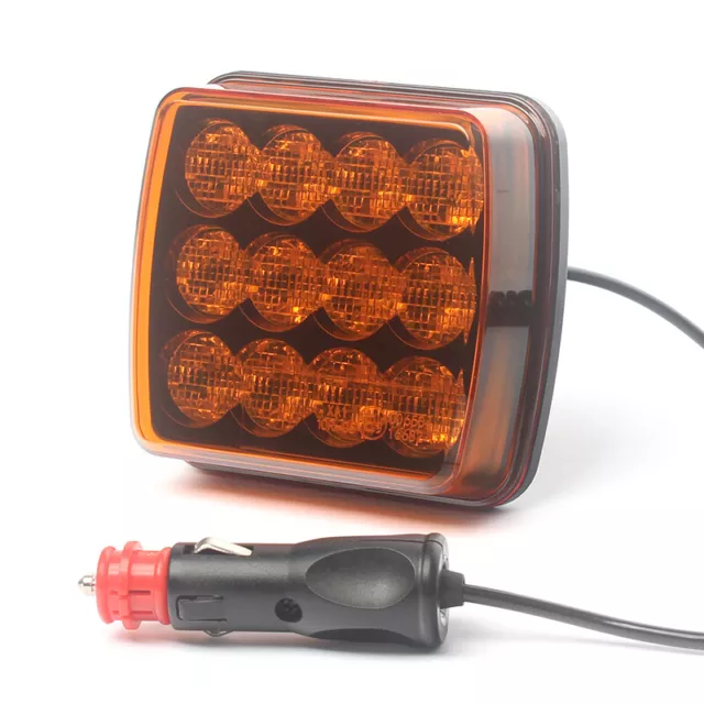 1x 12-24V LED Ambre Warning Feux W/Magnétique Support Camion Remorque Bus Van