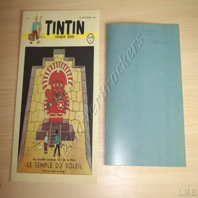 JOURNAL TINTIN n°1 1946 Temple du Soleil Hergé + Brouillon cahier Hergé Tintin