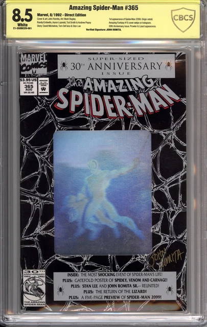 Amazing Spider-Man #365 CBCS 8.5 SS Signed John Romita Sr. - 1st Spider-Man 2099