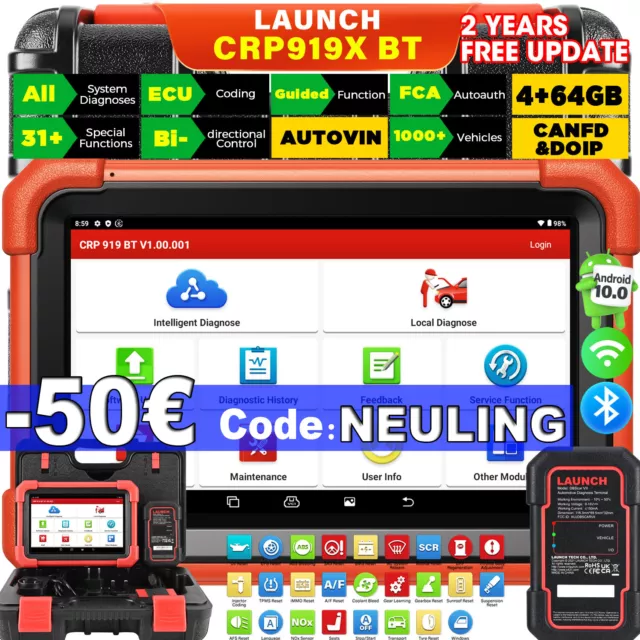 2024 LAUNCH X431 CRP919XBT PRO OBD2 Diagnosegerät ALLE SYSTEM ECU Coding TPMS